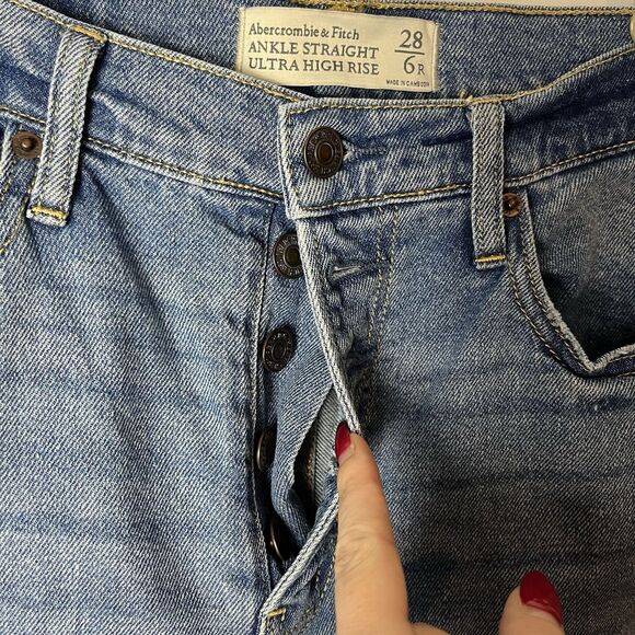 abercrombie fitch ankle straight ultra high rise Jeans Distressed Size 28 - Picture 4 of 10